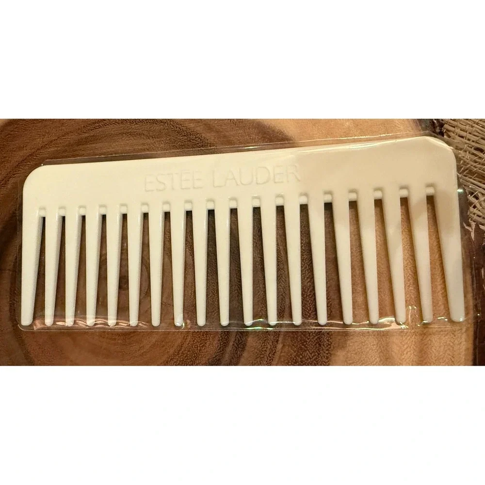 Vintage Estee Lauder Hair Comb White Plastic Wide Tooth‎ Travel Comb New Sealed